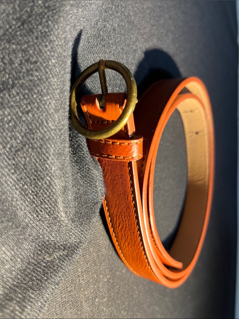 Vegan Leather Aeropostale Women’s Belt 38” long with Round Brass